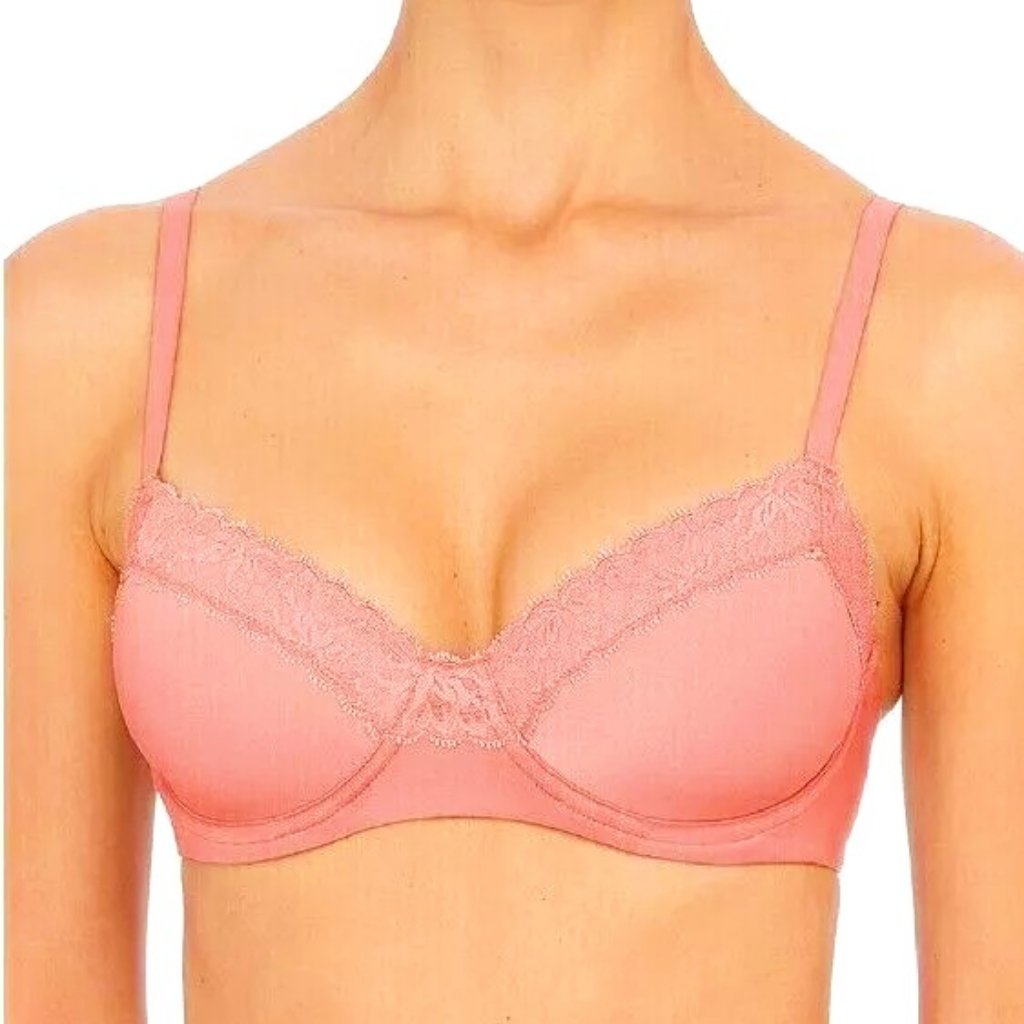Nwt Natori Discreet Convertible Spacer Bra Underwire Lace Peach\Pink 30d